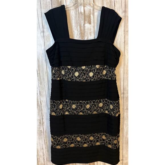 R&M Richards Black and Gold Cocktail Dress Plus Size 16W - Picture 1 of 9